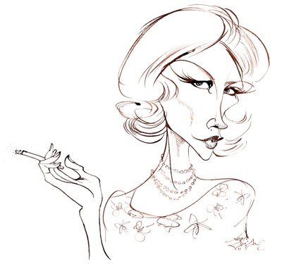 January Jones - karikatuur van Amerikaanse actrice, geboren 1978 door Neale Osborne
